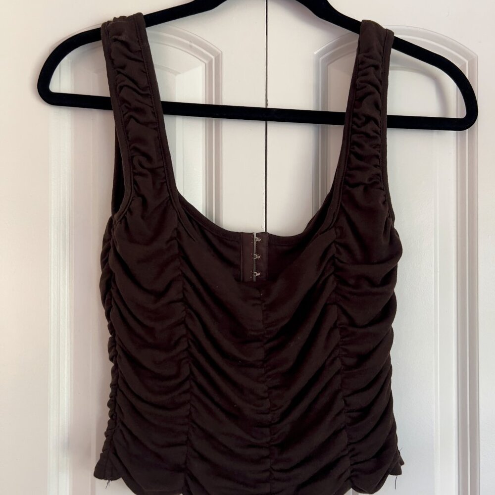 Brown Ruched Tank Top - Picture 2 of 3